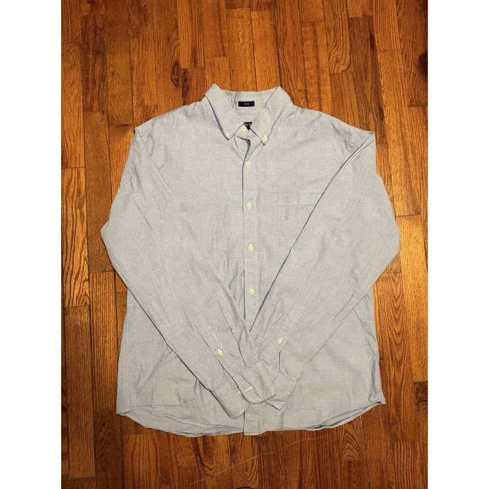 J.CREW Chambray Men’s Slim Fit Button-Down Shirt Blue XL